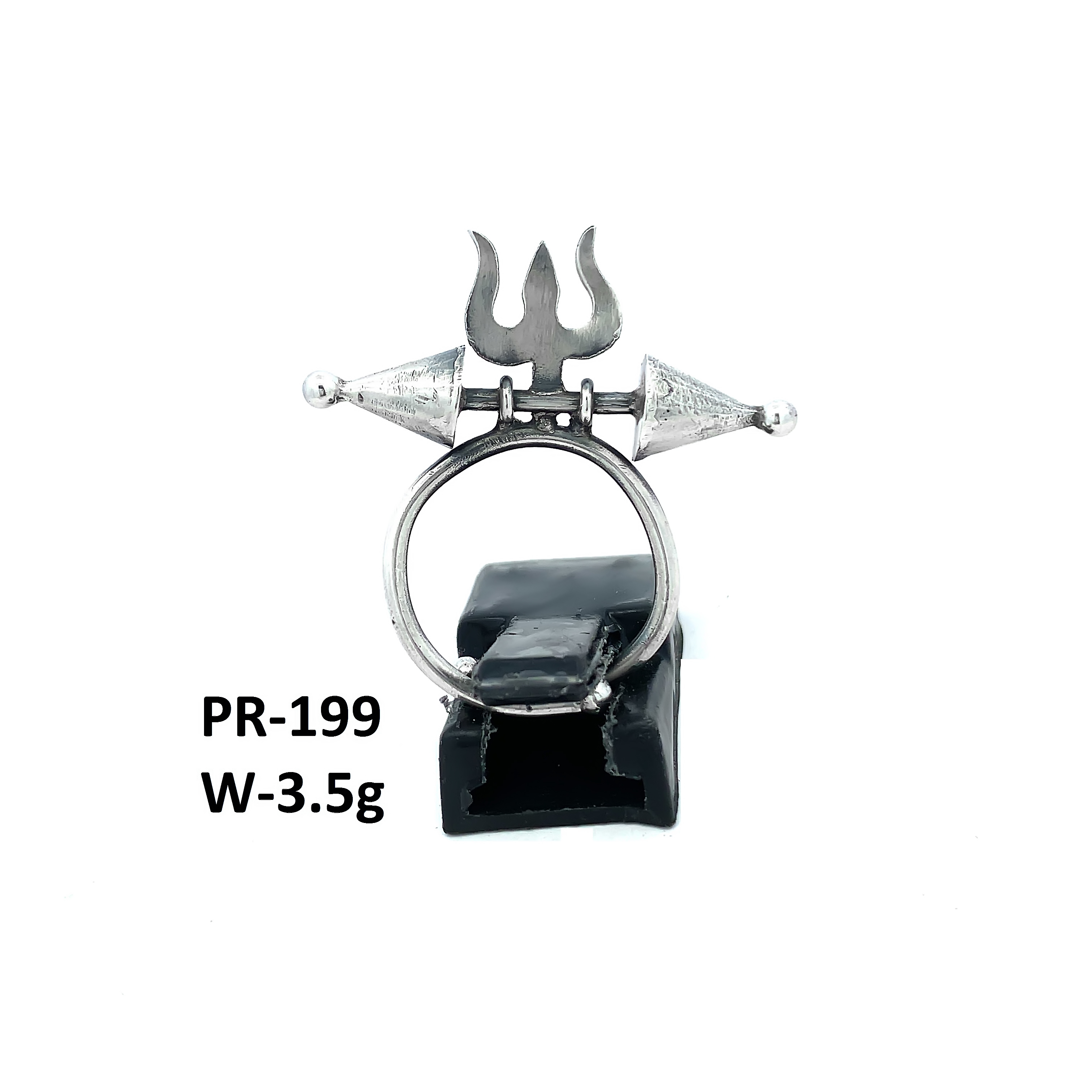 Handmade Oxidized Silver Trishul Ring – Divine Indian Motif