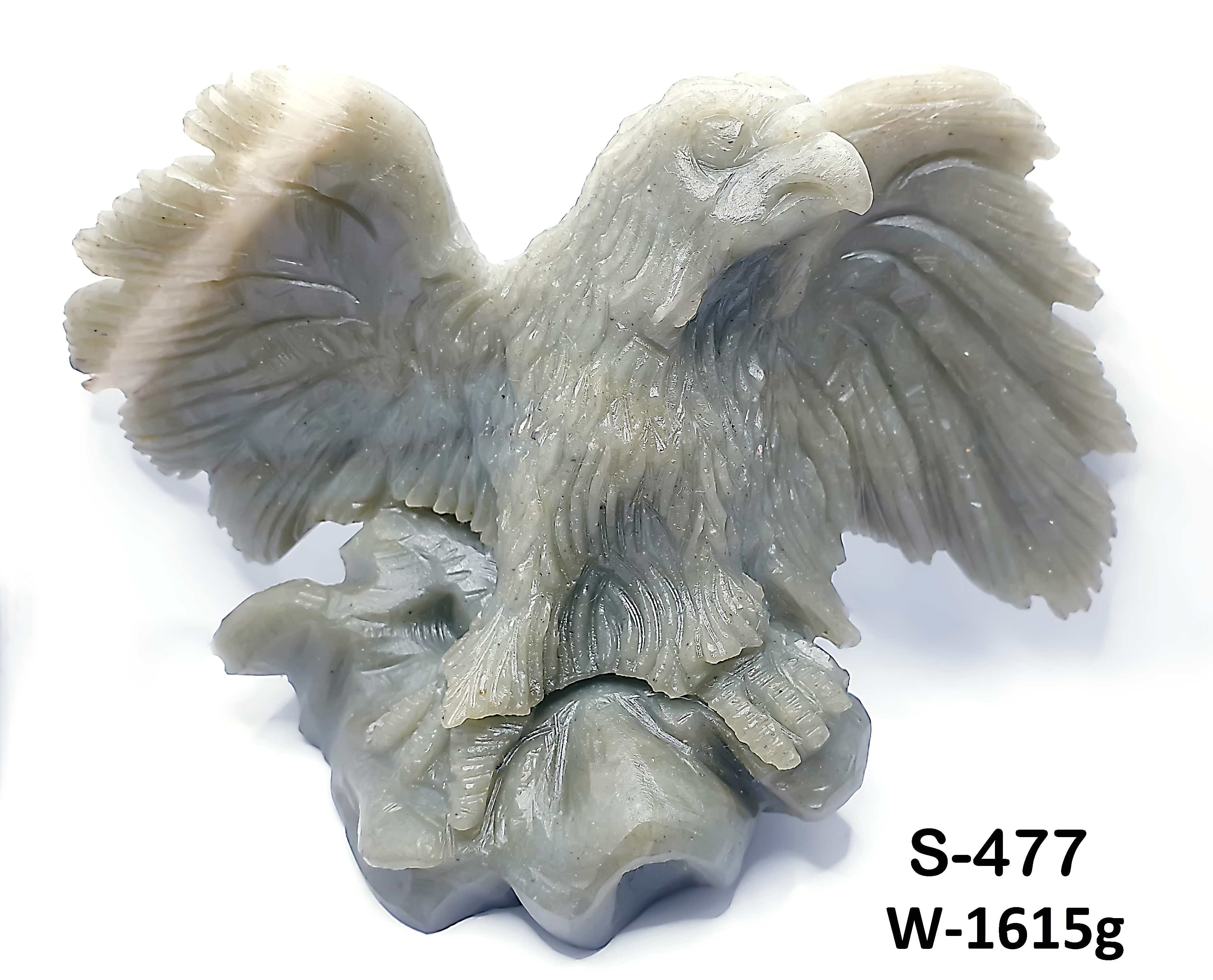 Natural Zed Stone Eagle Hand-Carved Sculpture | Decorative Bird Statue 1615g