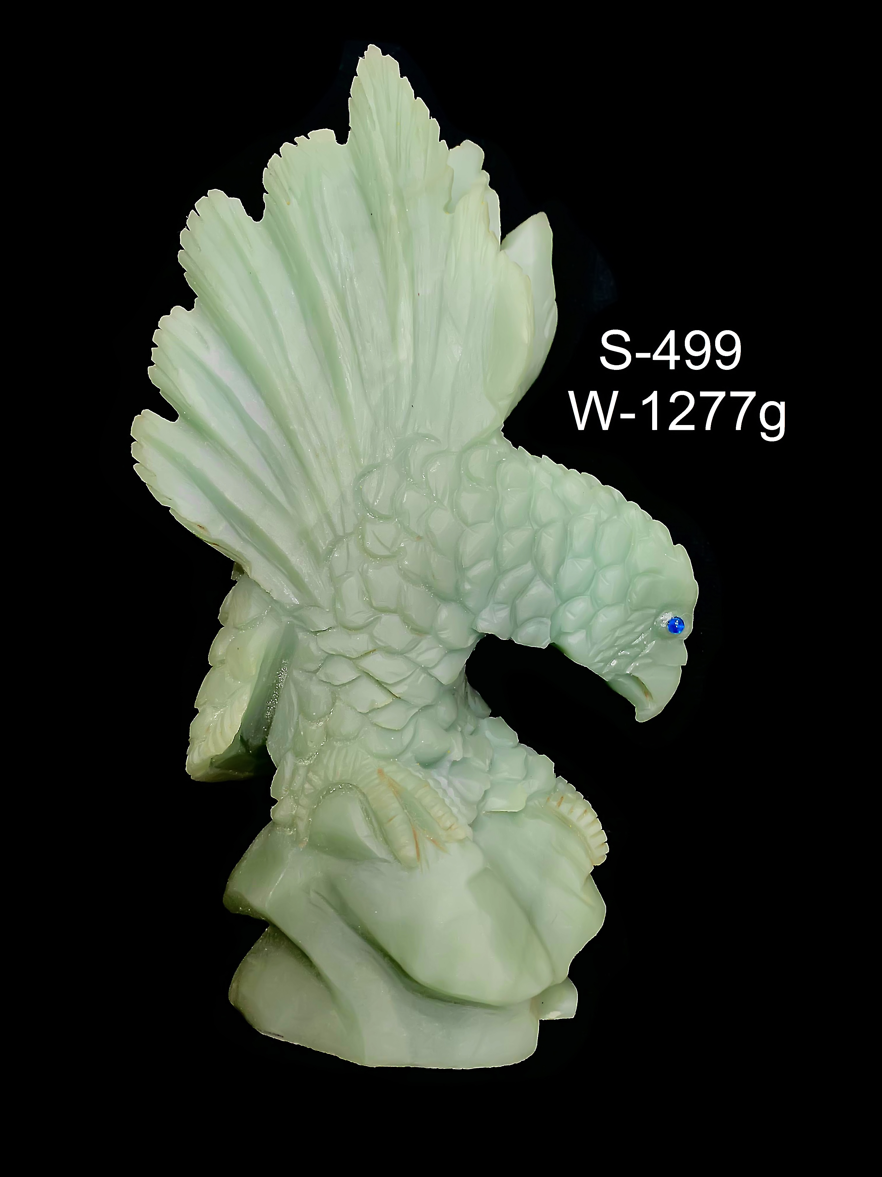 Natural Green Zed Gemstone Hand-Carved Eagle Statue | 1277g Decorative Crystal Bird Sculpture
