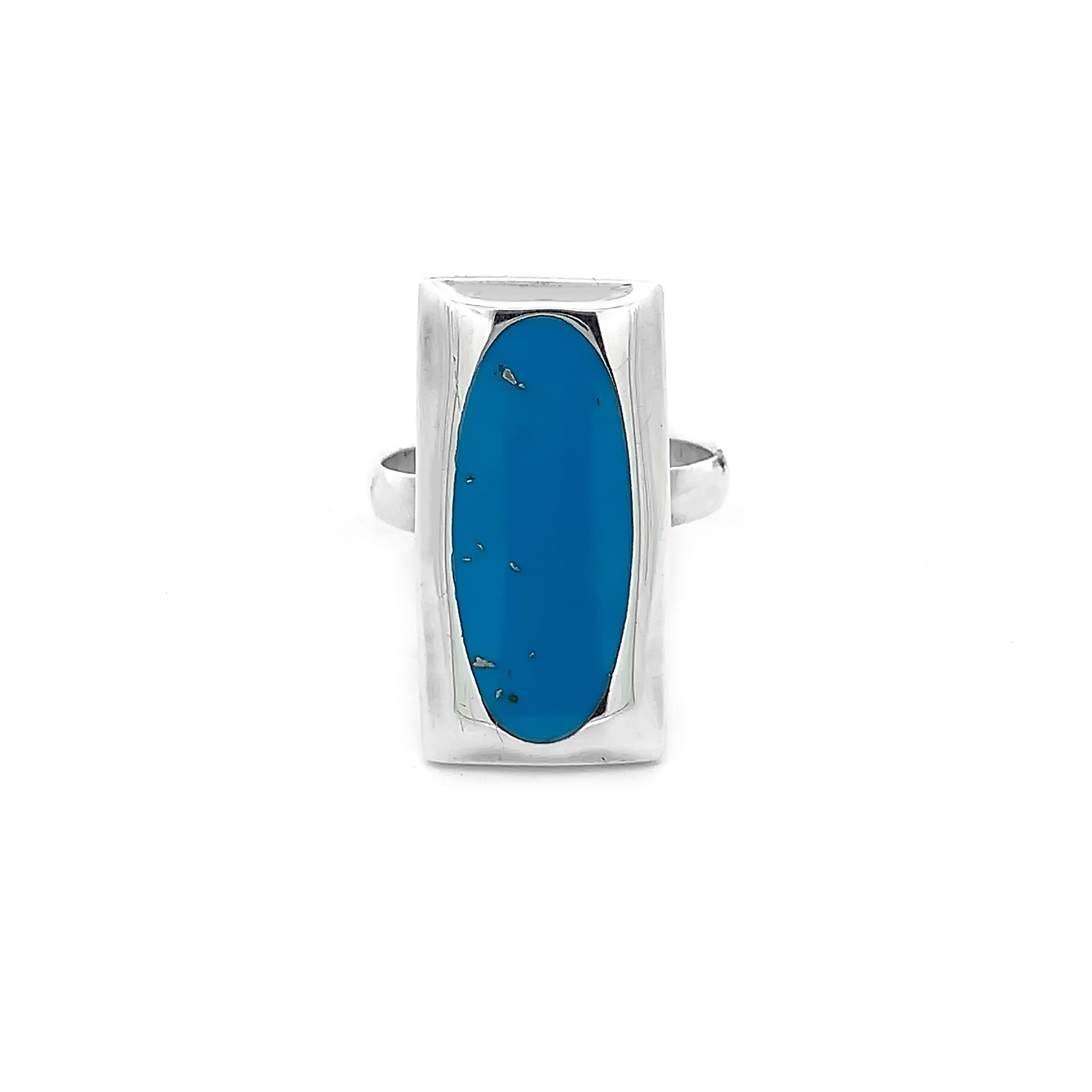 Rectangular Turquoise 925 Sterling Silver Ring 