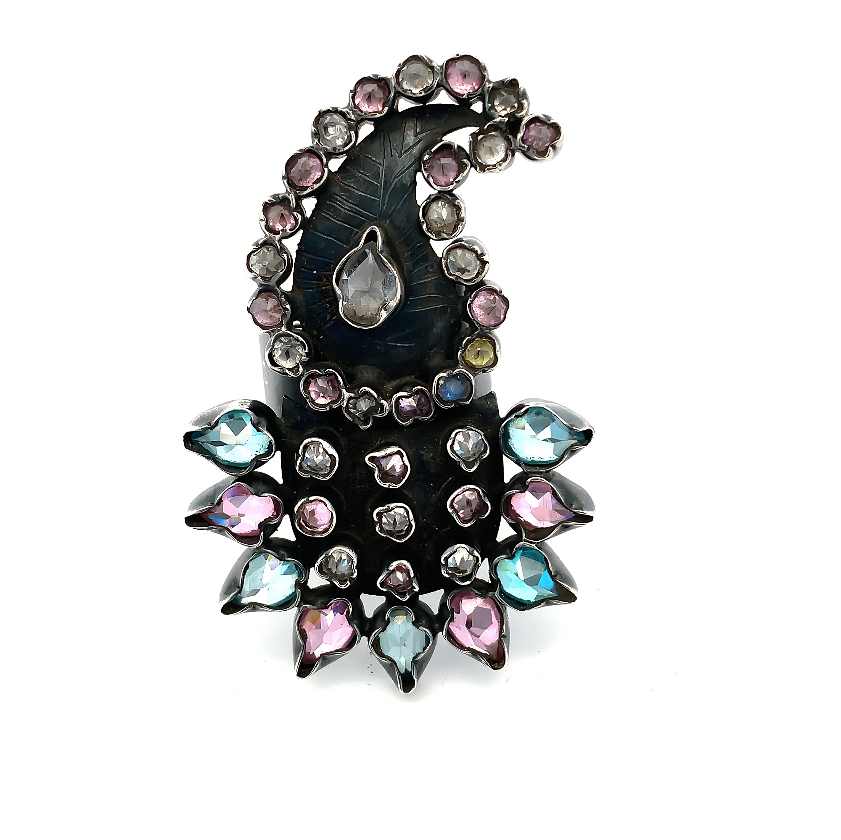 statement ring peacock or paisley motif with an oxidized or antique  925 Sterling Silver Ring 