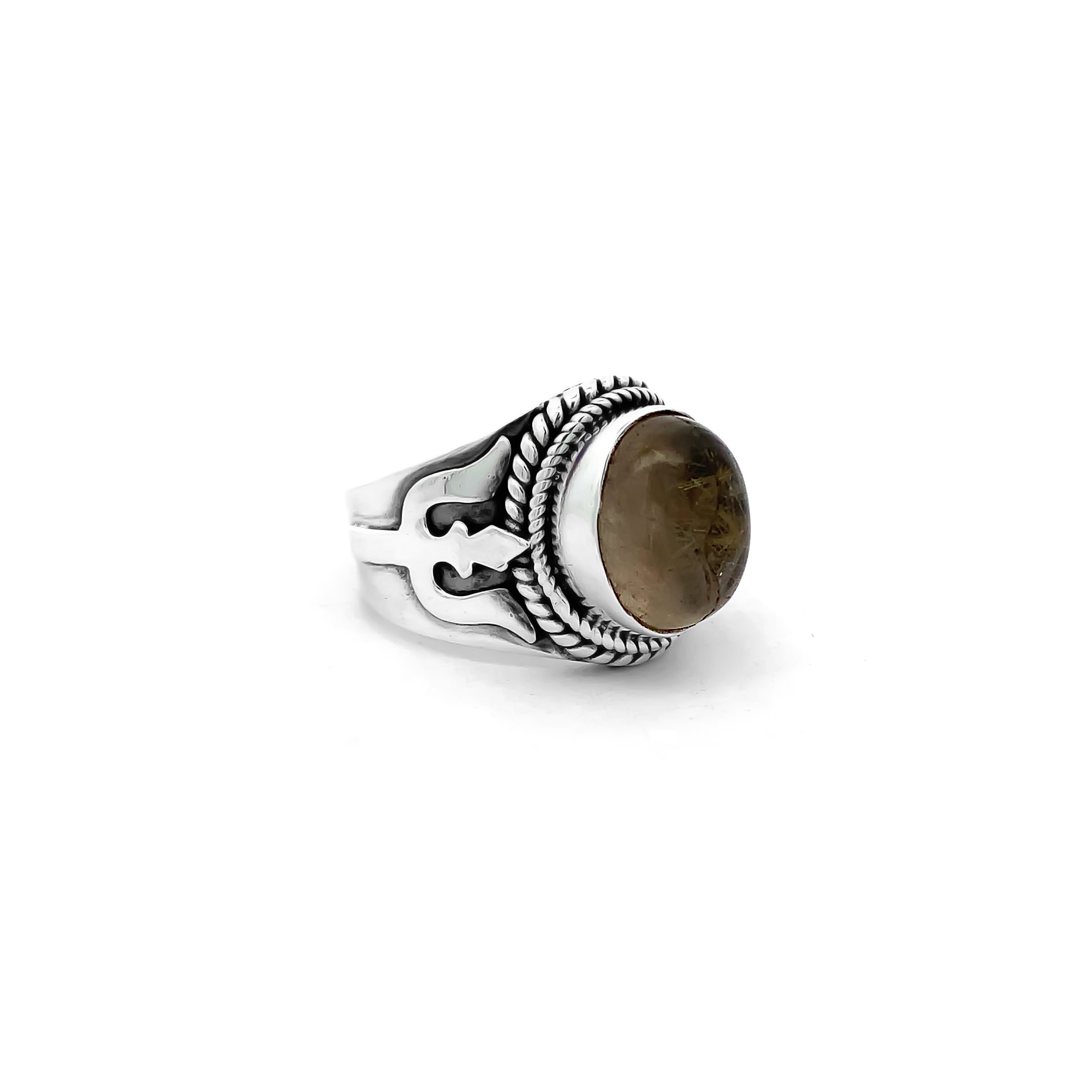 Natural rutilated  - Gem.  925 Sterling Silver Ring 