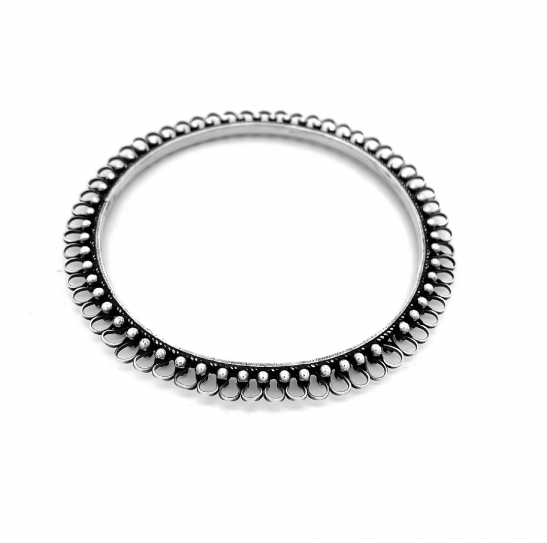 925 Sterling Silver Traditional Oxidized Bangle | Handcrafted Antique Design Bangle